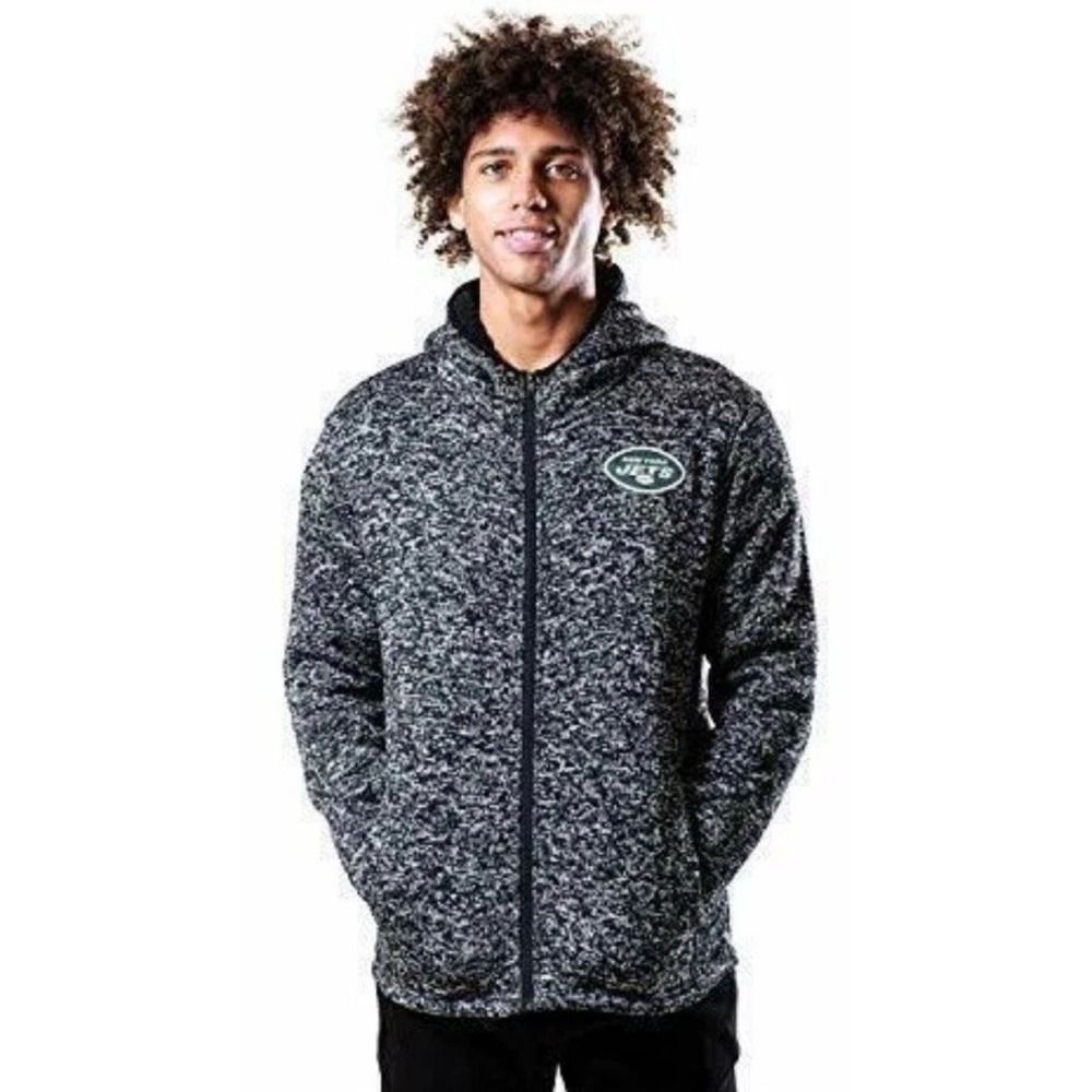 NFL G-III New York Jets Sherpa Lined Full Zip Fleece Hoodie Sweat Jacket Men's M
